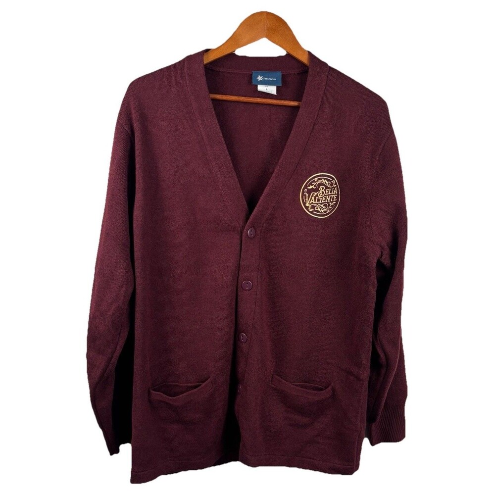 Classroom Womens Cardigan L/S Large Maroon Burgundy Bella Valiente Preppy